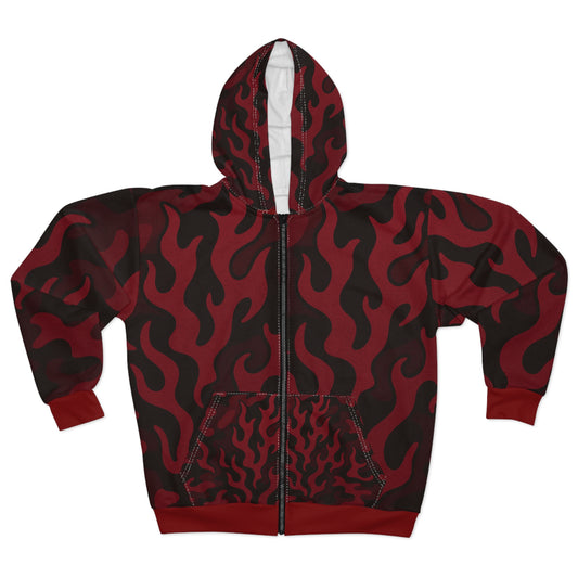 Red Flame Camo Zip Hoodie