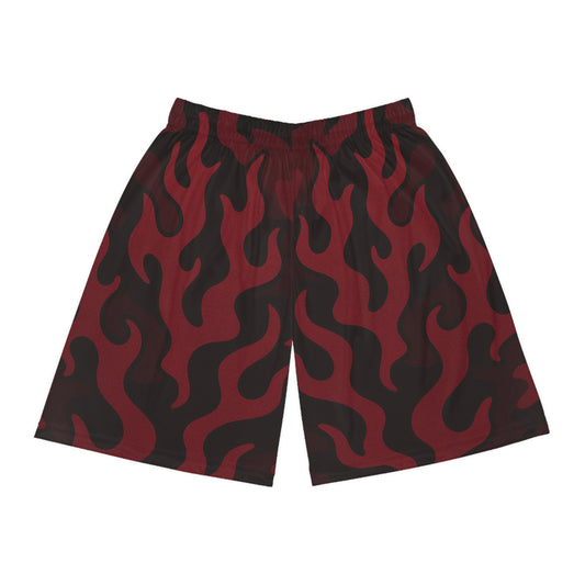 Flame Camo Shorts - Dark Red