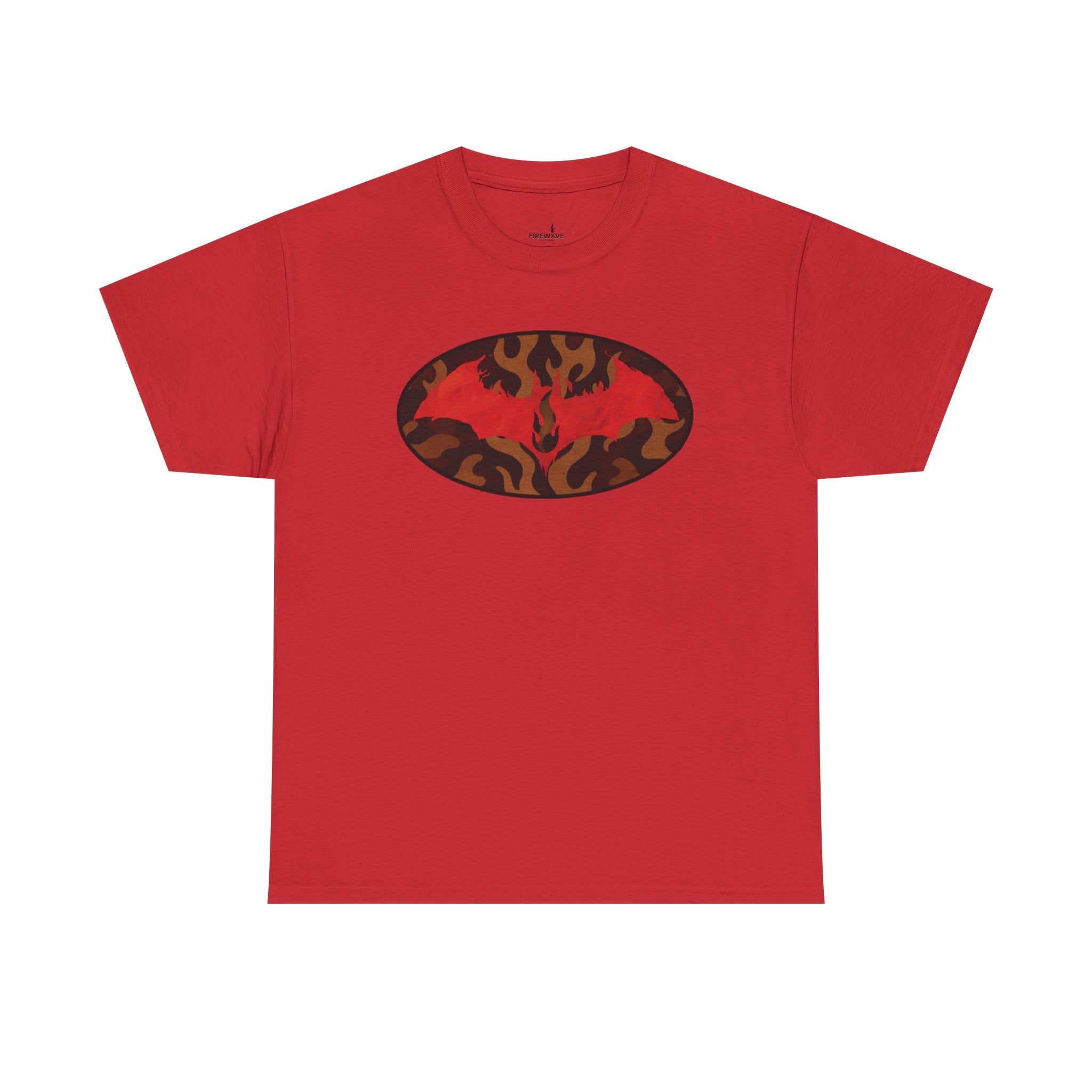 Flame Emblem T-Shirt — Red Fire Oval Graphic Tee