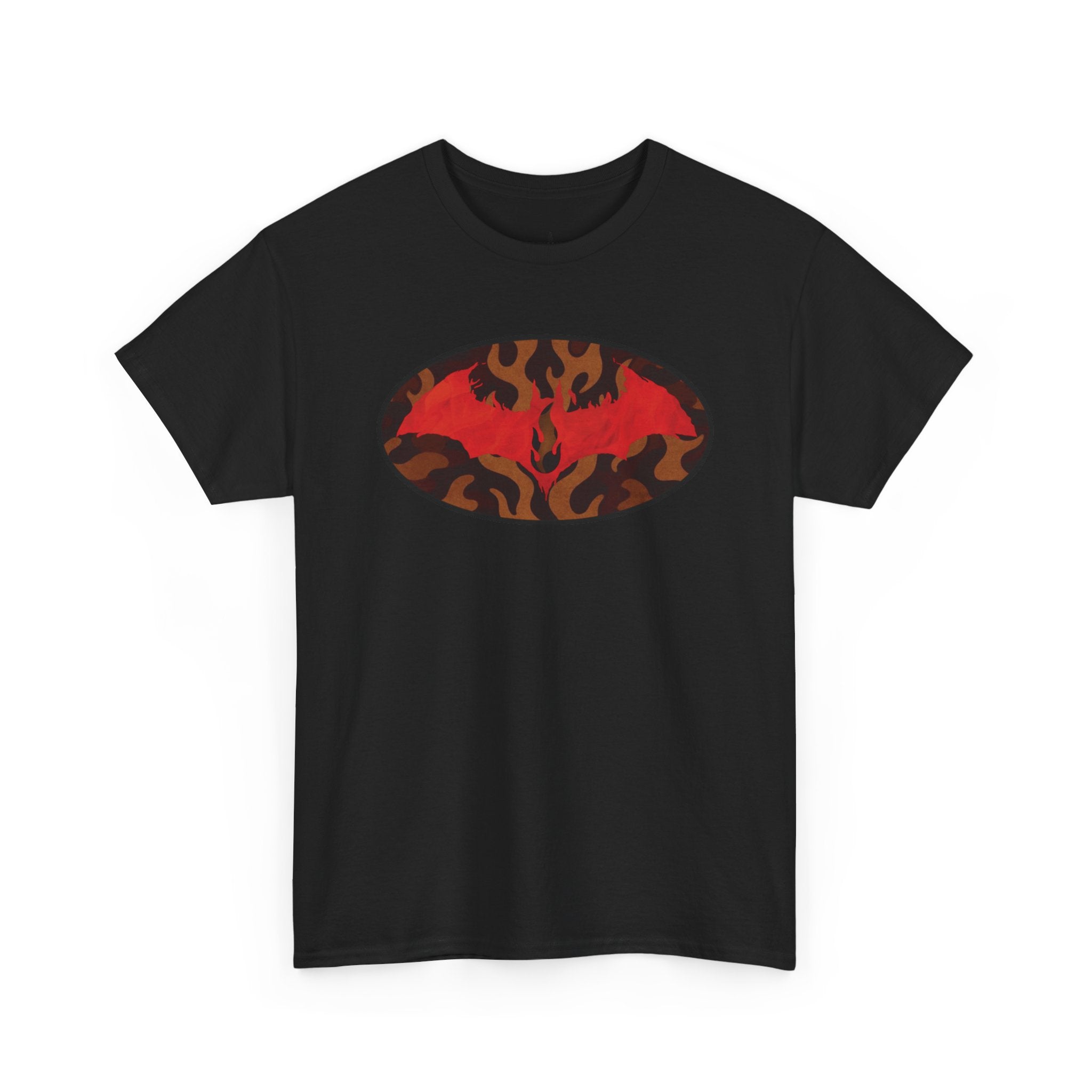 Flame Emblem T-Shirt — Red Fire Oval Graphic Tee