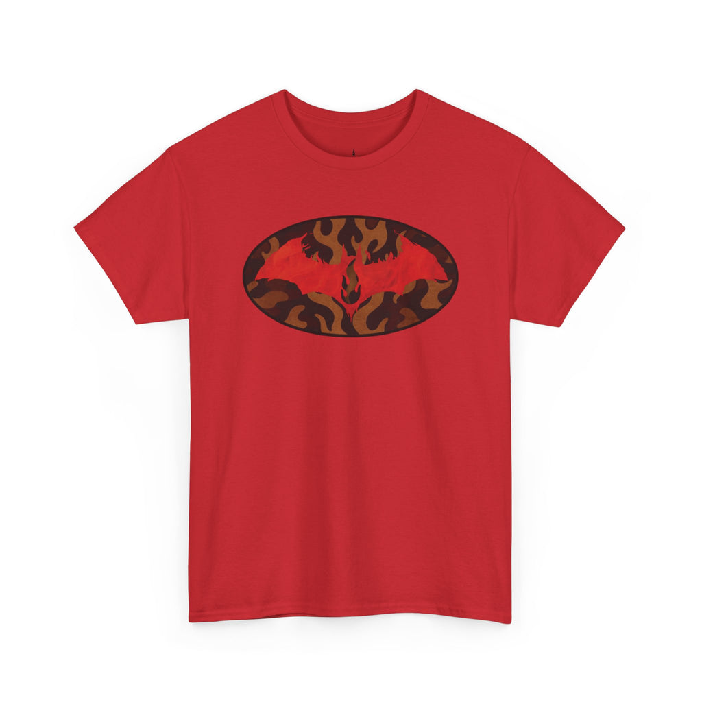 Flame Emblem T-Shirt — Red Fire Oval Graphic Tee