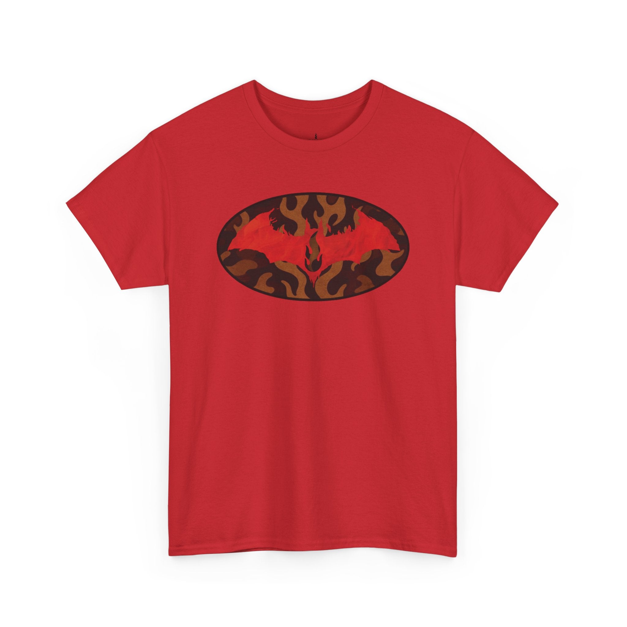 Flame Emblem T-Shirt — Red Fire Oval Graphic Tee