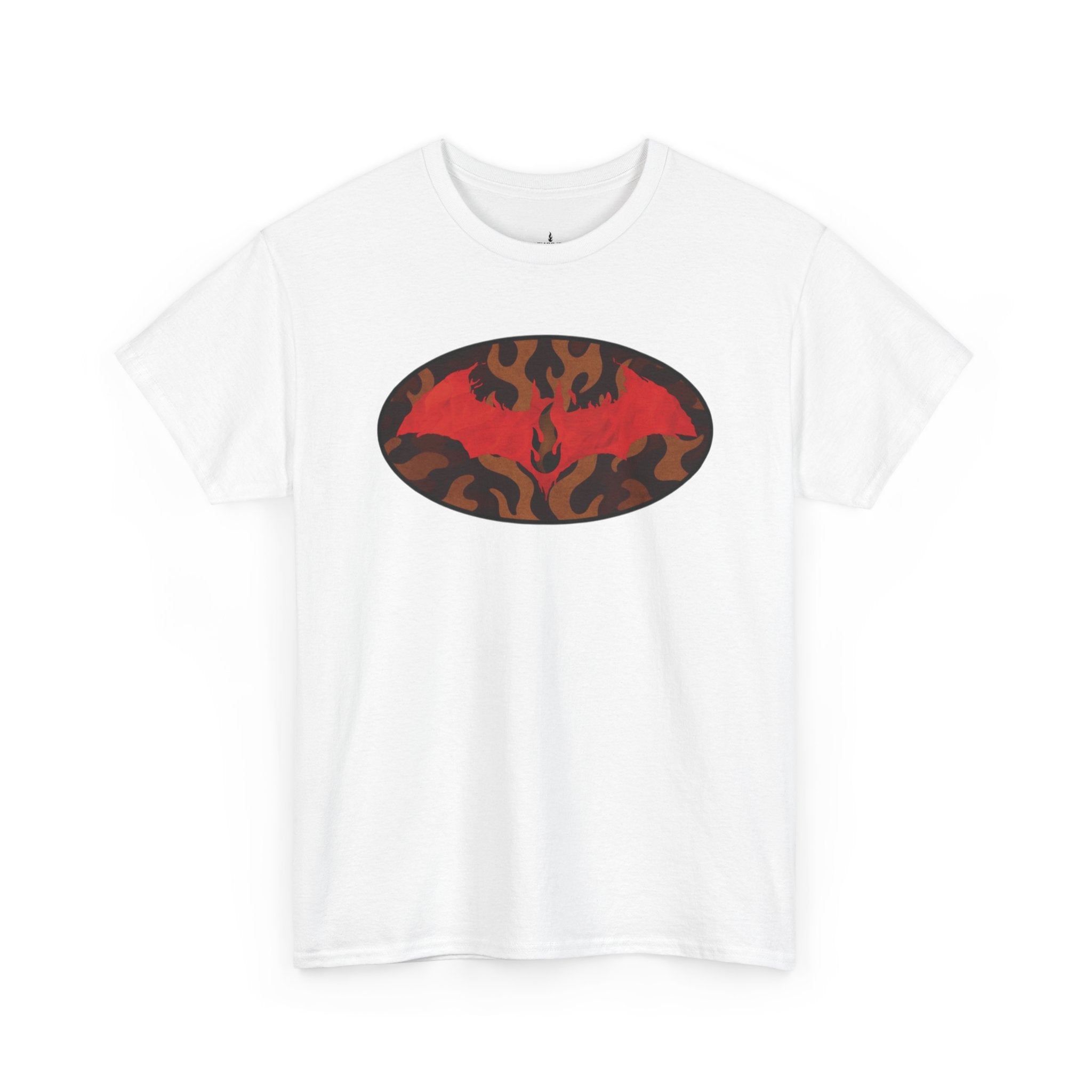 Flame Emblem T-Shirt — Red Fire Oval Graphic Tee
